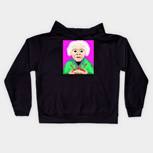 ai generated aging old man eating daisies Kids Hoodie